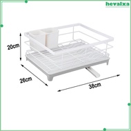 [Hevalxa] Counter Dish Drainer Kitchen Drying Rack, Multifunctional with Drain Tray, Dish Drainer Dish Drying Rack for Forks, Countertop