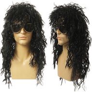 Hiphop penampilan tahap Wig Tampan Pria wanita Webcast Lucu Halloween Hitam Panjang dengan Wig Harle