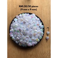 RM1.50/50 keping : BD-771 - Manik - Bead - AB - Heart - Love - 9 mm x 9 mm
