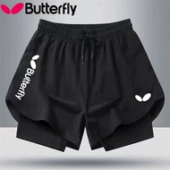 Butterfly American Basketball Shorts For Men Women Sports with Inner Lining Fake Two Breathable Knee Tight Three Piece Training Shorts Mesh Fast Dry Sports Shorts Men Sport Shorts