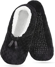Soft Slipper Socks Warm Cozy Fuzzy Sleeper Non-Slip Sole Lined Socks for Women Home Spa Hotel