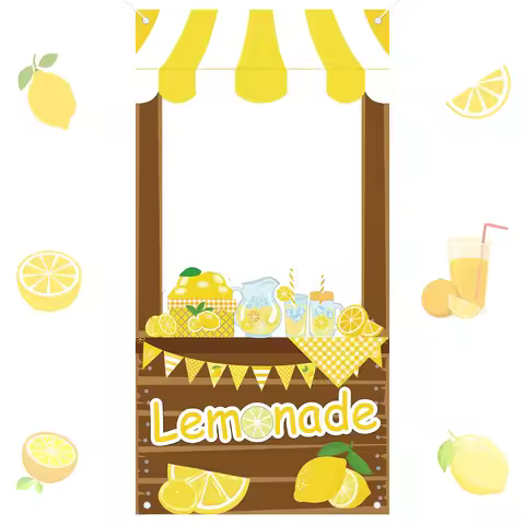 Lemonade Stand Decorations Photo Banner, Lemonade Party Decorations Photo Booth Props Lemonade Stand