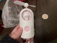 全新滿漢大餐USB充電隨身攜帶小風扇-白粉色
