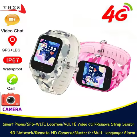 IP67 Waterproof Smart 4G Remote Camera GPS WI-FI Kid Students Wristwatch Video Call Monitor Tracker 