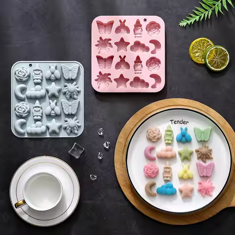 16-hole Farmer's Pastoral Theme 8 Different Patterns Silicone Mold Fondant Cake Chocolate Mold Ice C