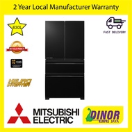 Mitsubishi 630L Fridge 4-Door Multi Drawer with Glass Door & Ice Maker Door MR-LX68EM GBK Glass Bril