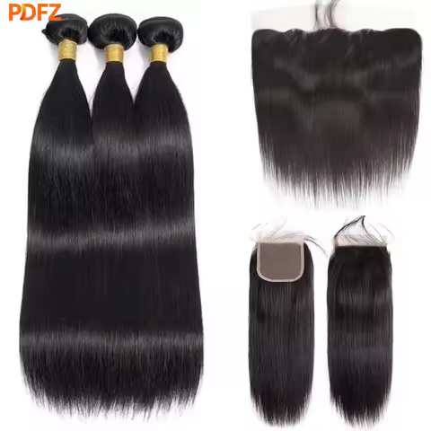 18A Raw Super Double Drawn 100% Virgin Human Hair Bundles With Closure Straight Bundles With 2x6/4x4