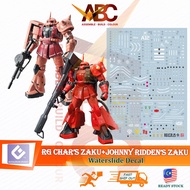 (Evo) Waterslide Decal - RG 1/144 Char's + Johnny Ridden's Zaku II (Fluo MS-06S MS-06R-2 Red 2 Model