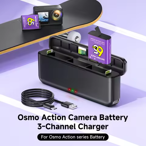 For DJI Osmo Action 5 Pro Action 4 Camera Battery 2250mAh Batteries+3-Slot USB Smart Charger For DJI