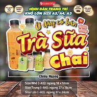 Waterproof MILK TEA BOTTLE Decal Sticker/Plastic Laminated Milk Tea Mini Bottle Cafe Car Sticker, Gl