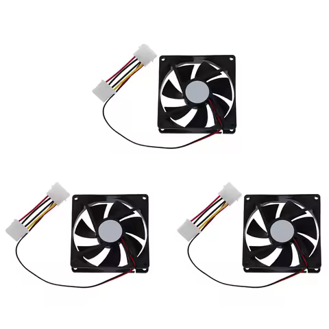 3X DC 12V 4 Pin Black Plastic PC Cooling Fan 90Mm X 90Mm X 25Mm-A77G