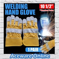 1 Pair Of Welding Glove 10 1/2" Semi Leather Work Glove Protection Men Hand Working Glove / Sarung T