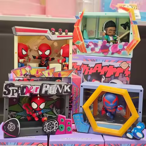 New Original Hottoys Spider Man: Across The Spider Verse Cosbi Scene Blind Box Spider Punk Anime Fig