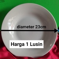 Piring Makan Keramik Putih Polos Ukuran 9Inchi ±23Cm Harga 1 Lusin