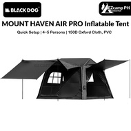 Blackdog MOUNT HAVEN AIR PRO Inflatable Tent Cabin Style 4-5 Person PVC Black Vinyl Coated Outdoor