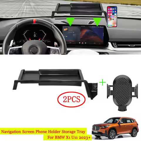 For BMW X1 U11 2023 2024 Car Navigation Screen Mobile Phone Holder Mount Organizer Storage Tray Auto