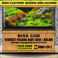 3D Aquarium Back Background Wallpaper Stickers with Aquascape Moss Stone Theme Code EV2