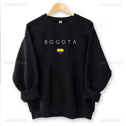 Bogota Colombia Heart Sweatshirt Colombian Flag Crewneck Pullover Colombia Souvenir Travel Sweater F