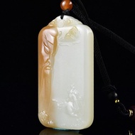 秒殺價天然新疆和田玉且末糖關公吊墜  玉質細膩溫潤