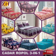 ZH 🔥Hot Selling🔥 Cadar Ropol Fitted Proyu 3IN1 King Queen Fitted BedSheet Ropol Kain Tebal dan Sejuk High Quality Bedsheet