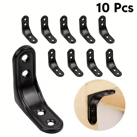 10pcs Black L-Shaped Corner Brackets 90 Degree Angle Connectors for Furniture Angle Brackets Furnitu