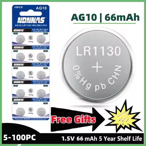 AG10 LR1130 1.5V Button Cell Coin Battery High Capacity 389A LR54 L1131 SR1130 Batteries for Watches