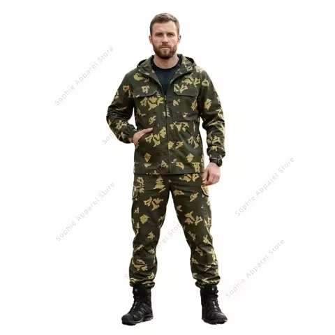 Russian KLMK Gold Fleck Camouflage Tactical Suit Men Hooded Gorka Hunting Clothes Sniper Training Un