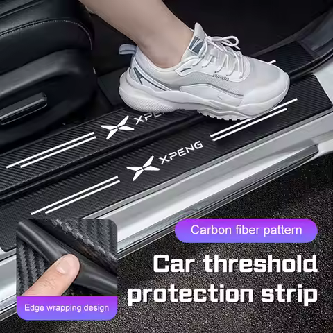 4Pc Carbon Fiber Car Door Sill Sticker For Xpeng Xiao Peng G6 P5 P7 G9 X9 G3 P7i 2023 2024 Car Door