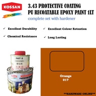 (ORANGE) 1LT KOSSAN PAINT PU PAINT EPOXY PU 3.43 FOR METAL/FLOOR/BOAT/TILE