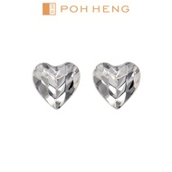 Poh Heng Jewellery 18K White Gold Heart Earrings