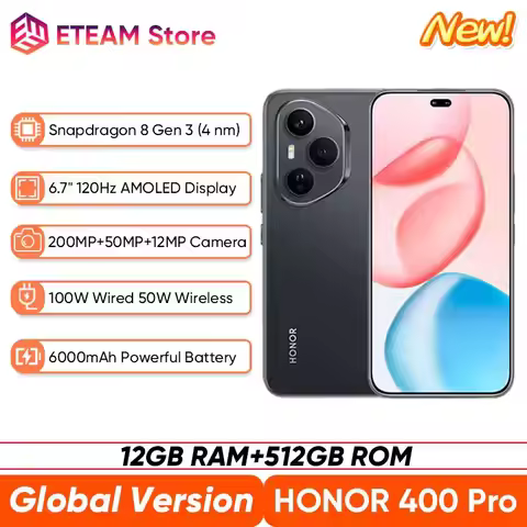 Global Version HONOR 400 Pro 5G Smartphone Snapdragon 8 Gen 3 6.7'' AMOLED Display 200MP Camera 6000