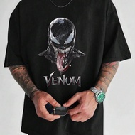 เสื้อยืดแขนสั้น คอกลม สีดำ ลายเรขาคณิตง่ายๆ Venom 2 สำหรับผู้ชาย, ฤดูร้อน