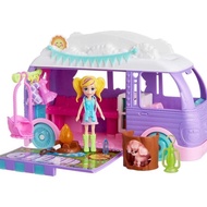 Polly Pocket Doll & Pet Playset, Travel Toy with Camping & Food Accessories, Glamping Camper Van