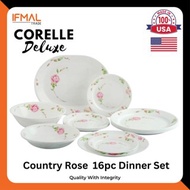 (Ready Stock) Corelle Country Rose 16pc Dinnerware Set | Deluxe Dinner Serve Set