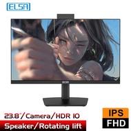 ❈ELSA 24 Inch Monitor Speaker Camera Lift Rotary LCD Monitor PC IPS FHD Board Office Meeting Cooj?,