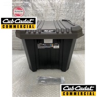 Plastic bin mounted on cub bike (with full bowl)