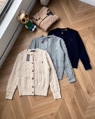 全新Ralph Lauren絞花紋麻花紐繩圓領長袖排扣針織毛衣開衫外套Ralph Lauren jacket Ralph Lauren外套