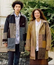 go slow caravan WOOL LIKE FABRIC 25AW 戶外復古休閒羊毛混紡拼接大衣外套