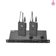 U-6002 Professional Dual-Channel UHF Wireless Microphone System with 2 lapel Mics with Bodypack Transmitters + 1 Rack-Mount Receiver for Business Meeting Public Speech Cl [Tpe1]