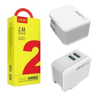 LDNIO A2203 2.4A Dual 2 USB Output Port Auto ID USB Charger With UK 3-Pin Plug