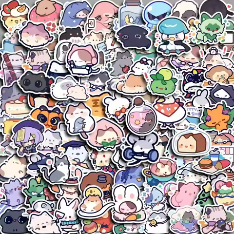 100pcs Cute Cartoon Account Stickers, Anime Avatar Emoji Stickers, Account Notebook Decorative Mater
