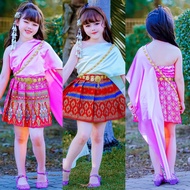 ชุดไทยประยุกต์เด็ก งานชุดเซทสไบ+กระโปรงสั้นจีบรอบ ชุดไทยเด็ก ชุดไทยเด็กผู้หญิง ชุดไทยสไบเด็ก ชุดไทยเด็กสีชมพู ชุดไทยเด็กสีขาว