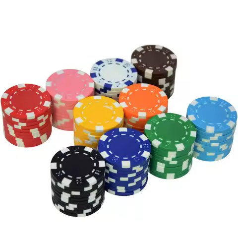10 Pcs ABS Plastic Poker Chips Casino Texas Hold'em Poker Metal Coins Chips Set Poker Accessories Fa
