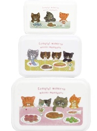 可入微波爐Ecoute! minette 貓🐱 日本製🇯🇵一套三件食物盒