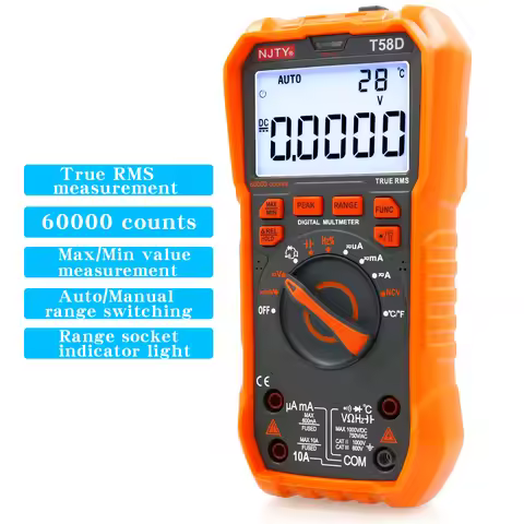 NJTY T-58D High-Precision Digital Multimeter, 60000 Counts, Smart Anti-Burn, Home/Professional Unive