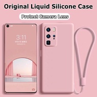 Protect Camera Lens Case For Oppo Reno 7 Pro 7Z 6Z A16 A95 Cover Original Liquid Silicone Hand Strap Jelly Soft phone casing