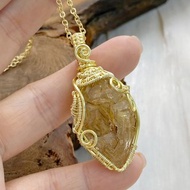 【高頻天然水晶】黃泥骸骨水晶手作項鍊 / 原石