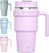CIVAGO 20 oz Insulated Stainless Steel Tumbler Mug with Handle, Leak-Proof Lid and Straw, Double Wal
