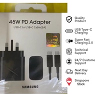 (SG) Samsung 45W Super Fast Charger 2.0 EP-T4510XBEGGB w/ 5A Charging Cable Support up to 100W