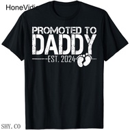 HONEVIDIC For Men Father's Day First Time Dad 2024 Promoted To Daddy Est 2024 T-Shirt Men's Sports T